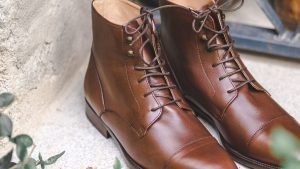 Brown Leather Lace-up ankle boots.