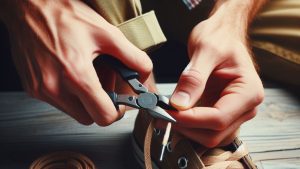 MAN addING aglets to THEIR homemade shoestrings...