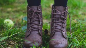 Person Wearing Brown Leather Combat Boots