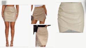  Beige Leather Skirt