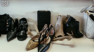 Close Up of Women Shoes and Purses