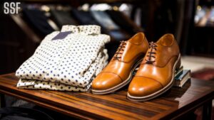 Pair of Brown Leather Casual Shoes on Table